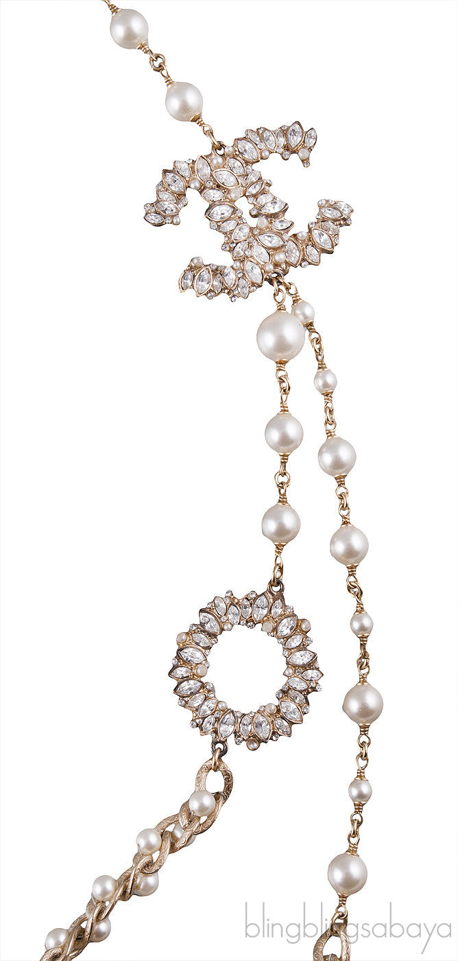 Lion CC Faux Pearl Crystal Necklace