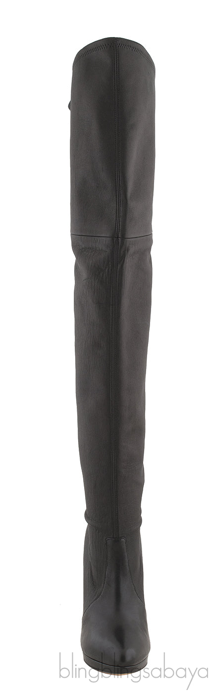 High Leg Black Leather Boots