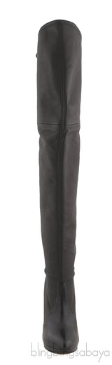 High Leg Black Leather Boots