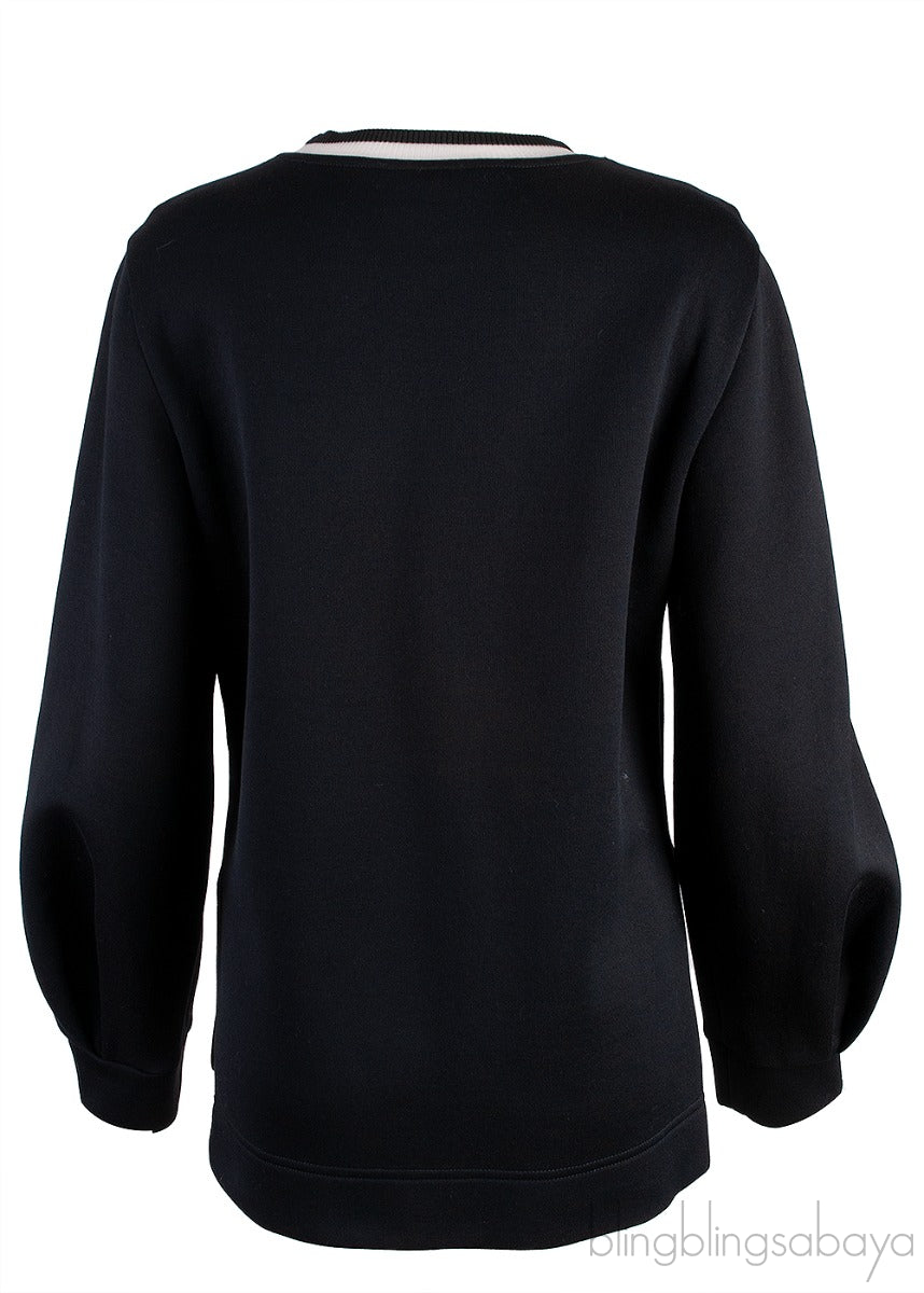 Cotton-Blend & Fur Black Sweatshirt