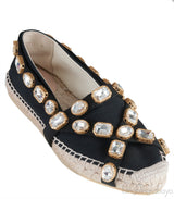 Gucci Pepita Black Canvas Crystal Espadrille