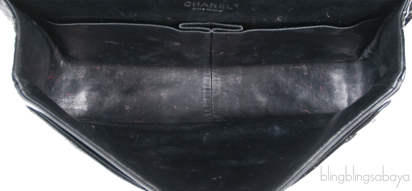 Chanel Black Patent Maxi Double Flap Quilted Bag