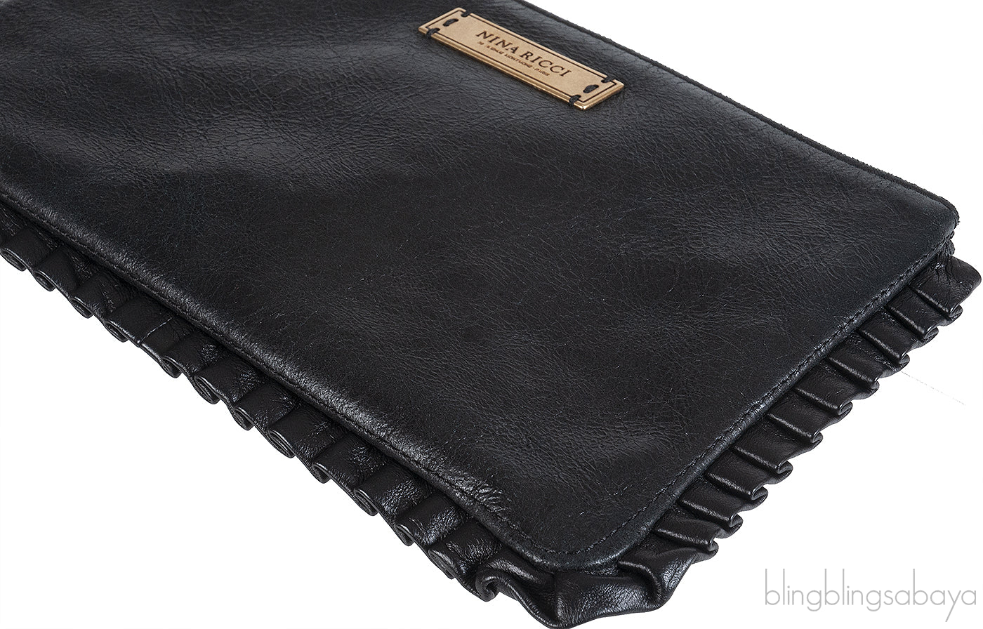 Nina Ricci Black Pleated Trim Clutch