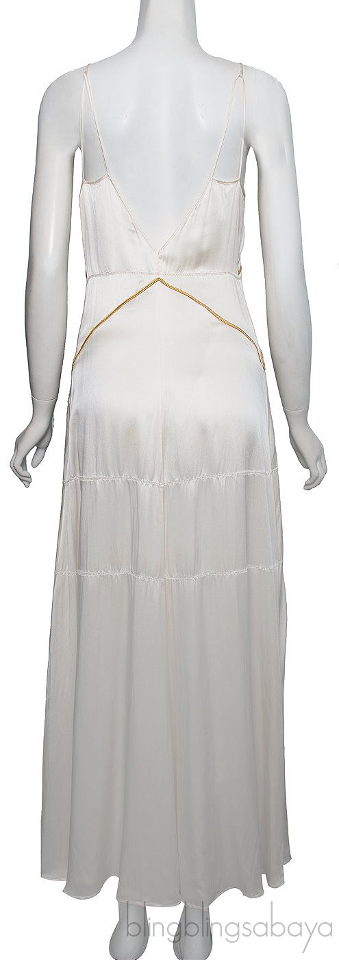 Beige Silk Satin SL Camisole Dress