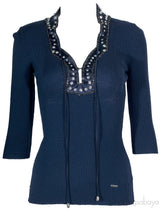 Navy Blue Stretch Knit Top