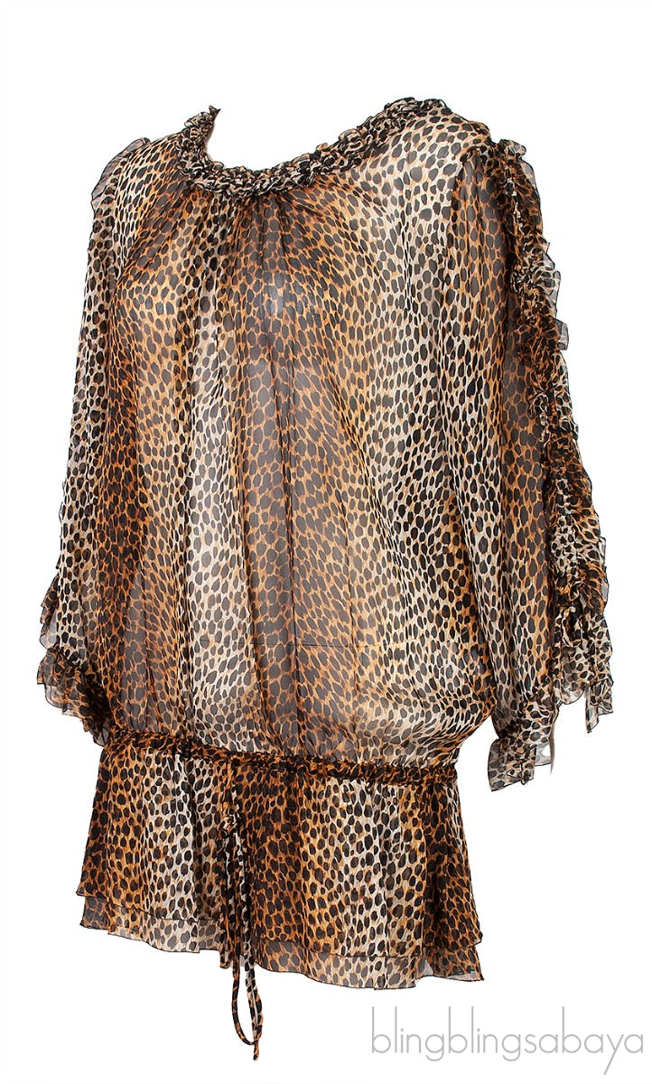 Leopard Print Chiffon Top