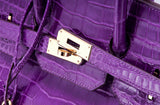 Birkin 35 Purple Crocodile GHW