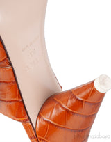 Brown Croc Embossed Chloe Mules