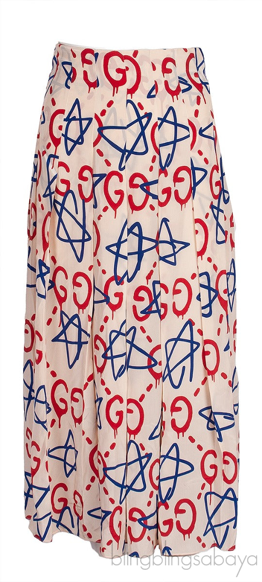 White GG Printed Shirt & Skirt