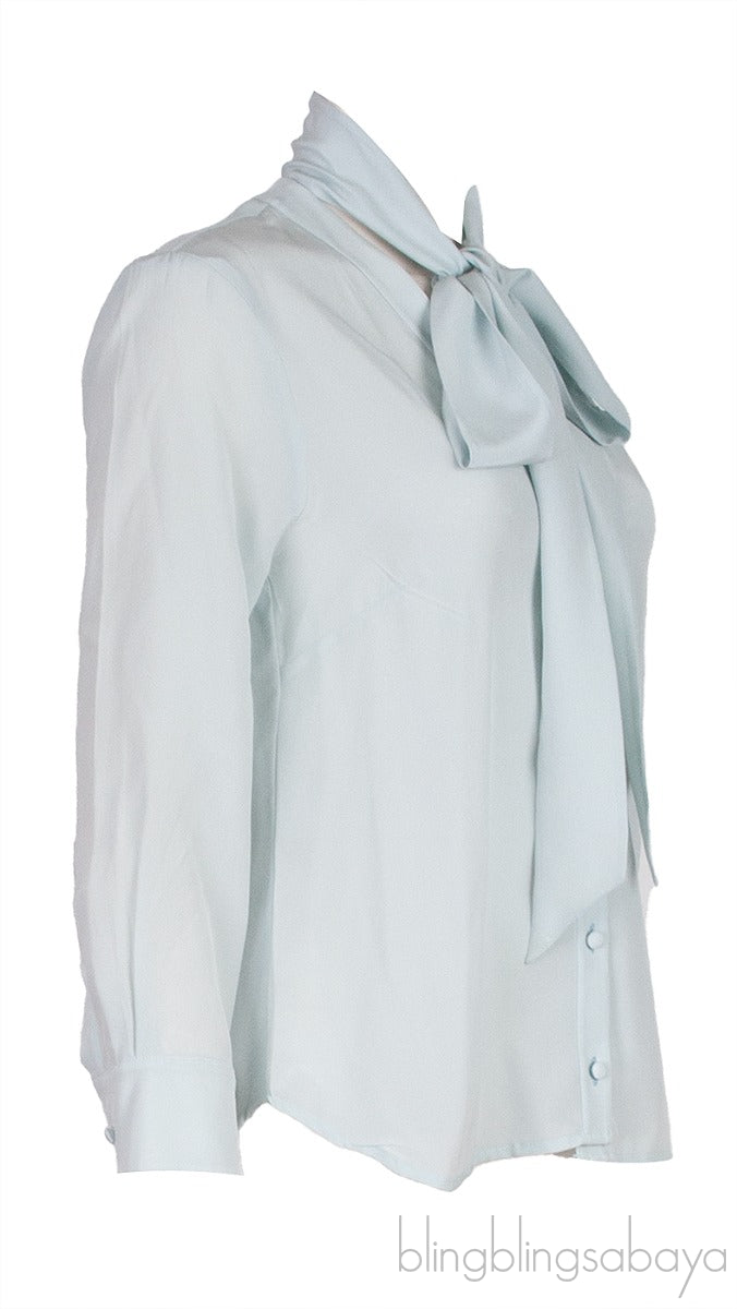 Tie-Neck Light Green Shirt