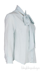 Tie-Neck Light Green Shirt