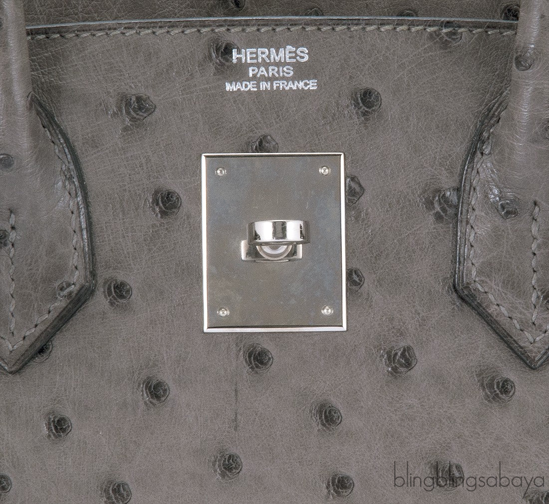 Birkin 30 Grey Mousse Ostrich PHW