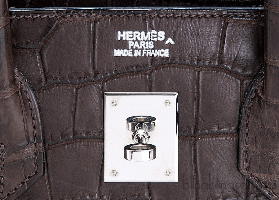 Birkin 35 Brown Matte Porosus PHW