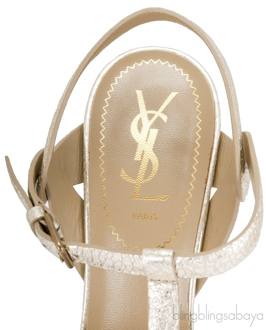Tribute Gold Textured Leather Heels