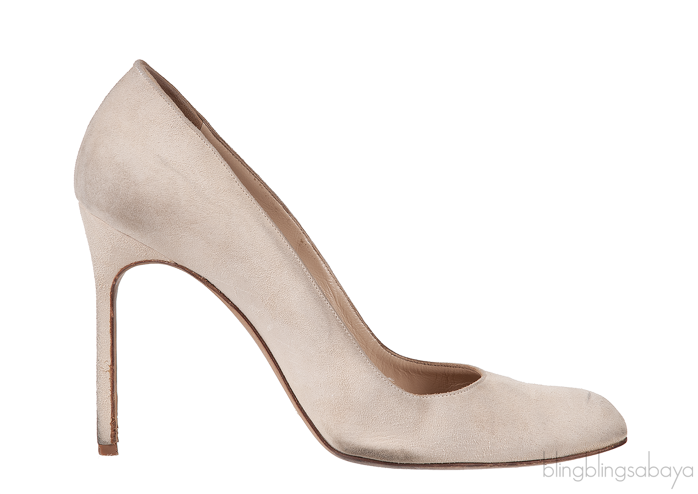 Manolo Blahnik Beige Suede Leather Heels