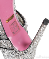 Gucci Silver Sylvie Glitter Crystal Heels