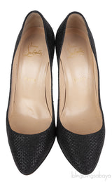 Christian Louboutin Metallic Black Fabric Heels