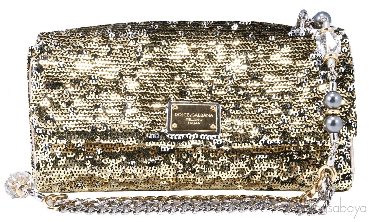 Sequined Leather Shoulder Bag