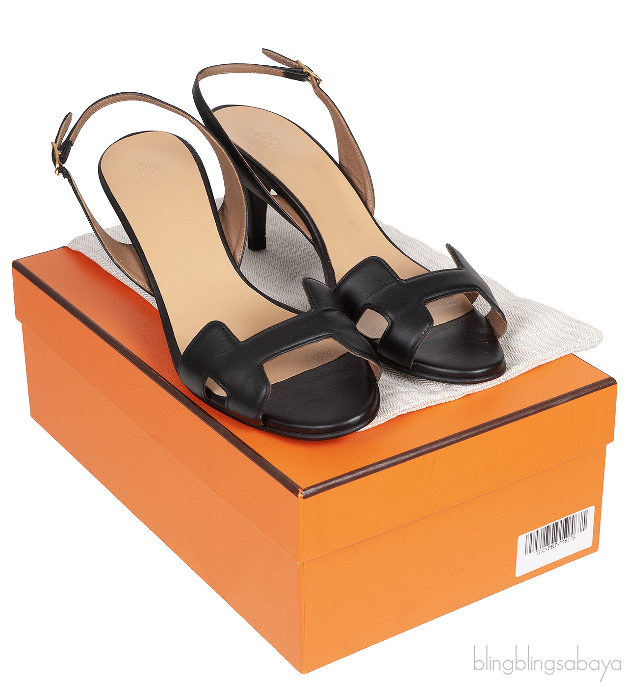 Hermes Black Night 70 Slingback Sandals