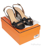 Hermes Black Night 70 Slingback Sandals