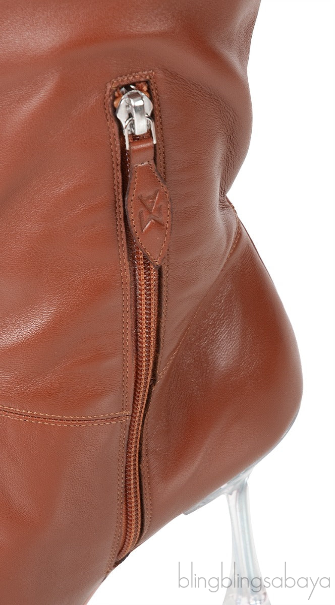 Brown Thigh-high Leather Boots