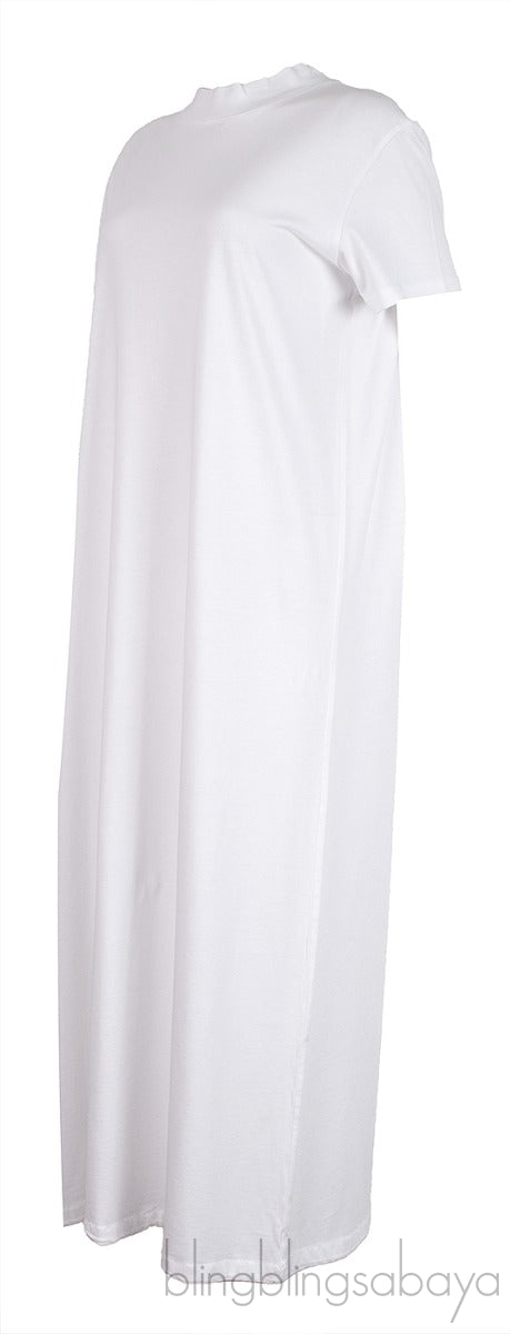 White Cotton Plain Maxi Dress