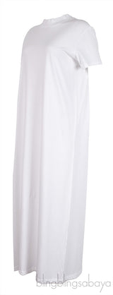 White Cotton Plain Maxi Dress