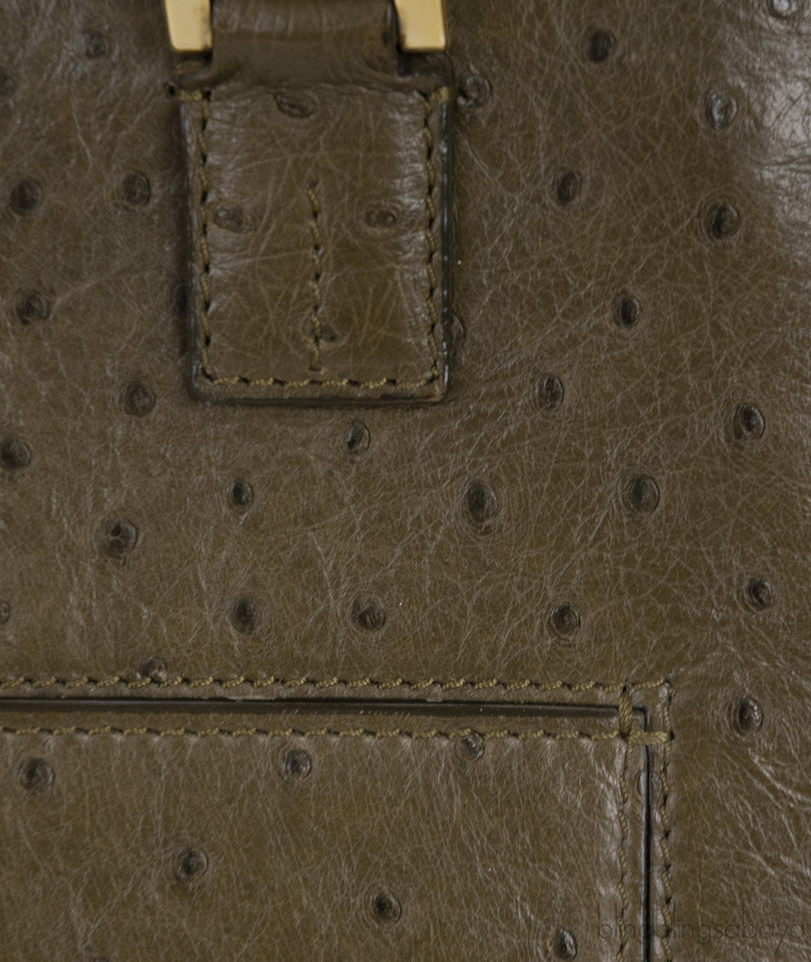 Olive Green Ostrich Top Handle Bag