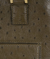 Olive Green Ostrich Top Handle Bag