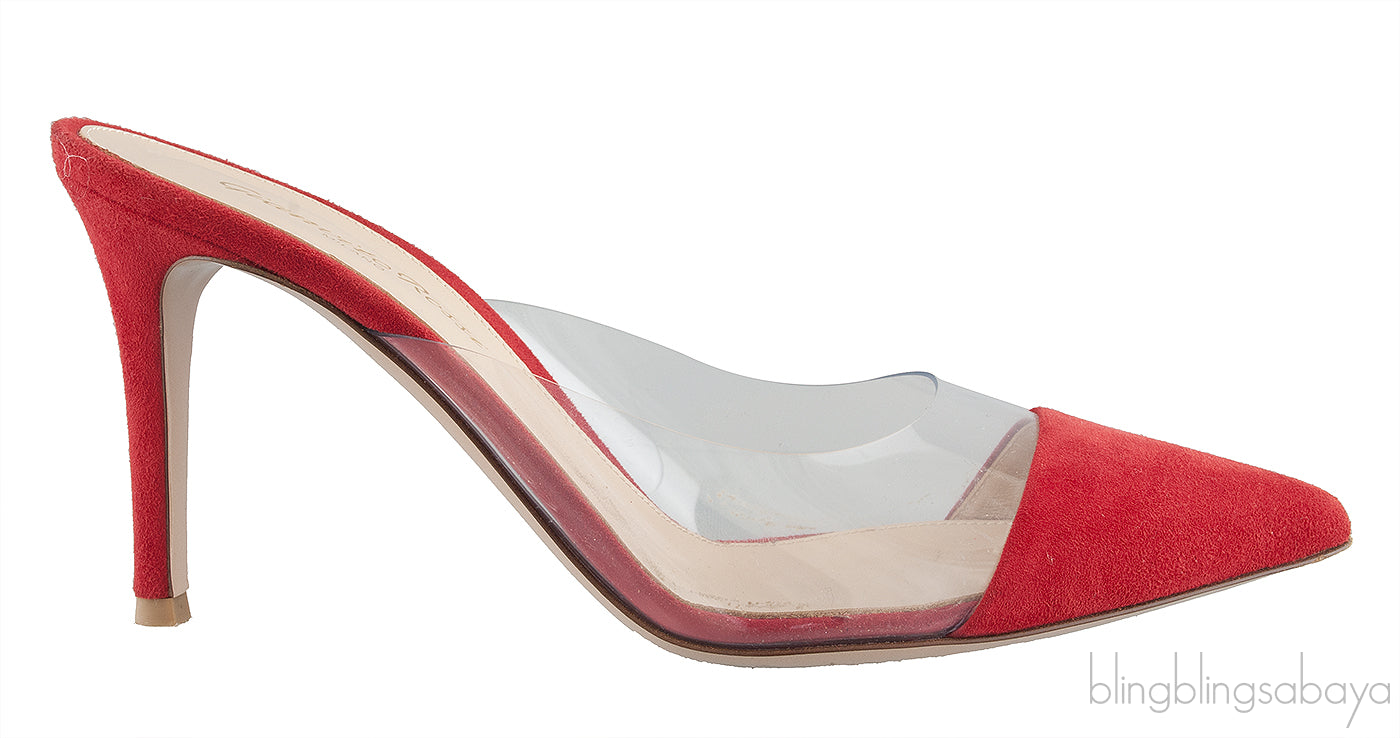 Red Suede & PVC Slide Mule