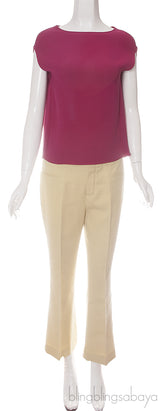 Fuchsia Silk Top & Yellow Trouser