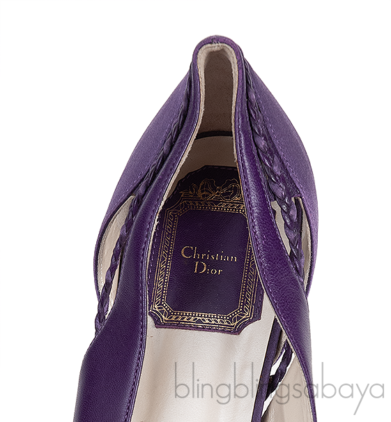 Dior Purple Satin and Leather Ballet Flat