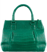 Green Double Zip Crocodile Tote Bag
