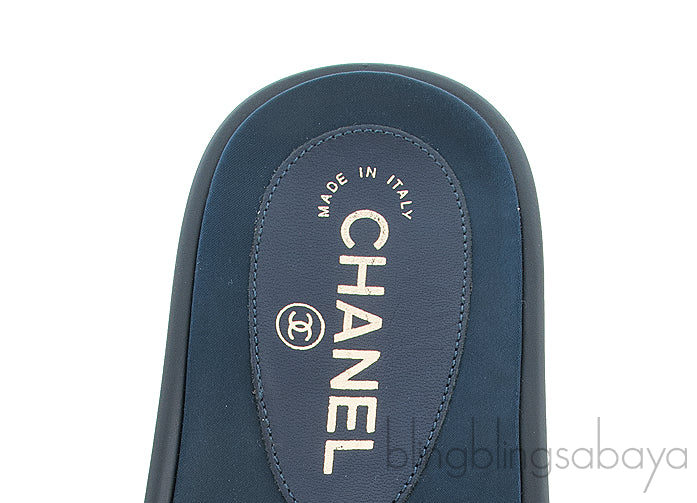 Chanel Blue Chain Slip-on Sandals