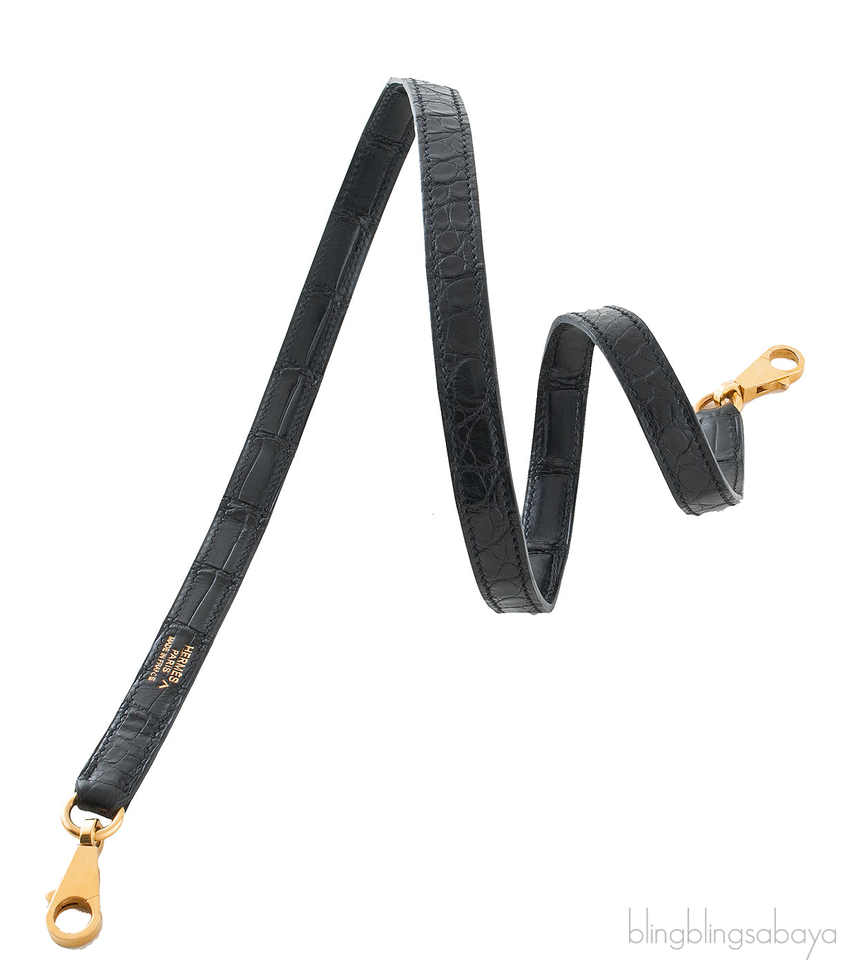 Kelly Black Crocodile Shoulder Strap