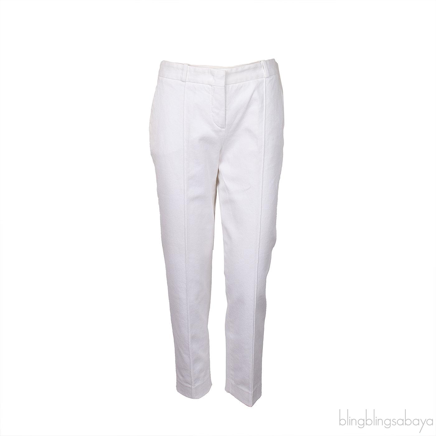 White Cropped Denim Cotton Pants