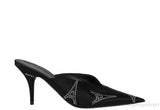 Knife Black Eiffel Tower Crystal Mule