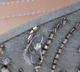 Grey Satin Sequin Embellished Pointed Toe Mule