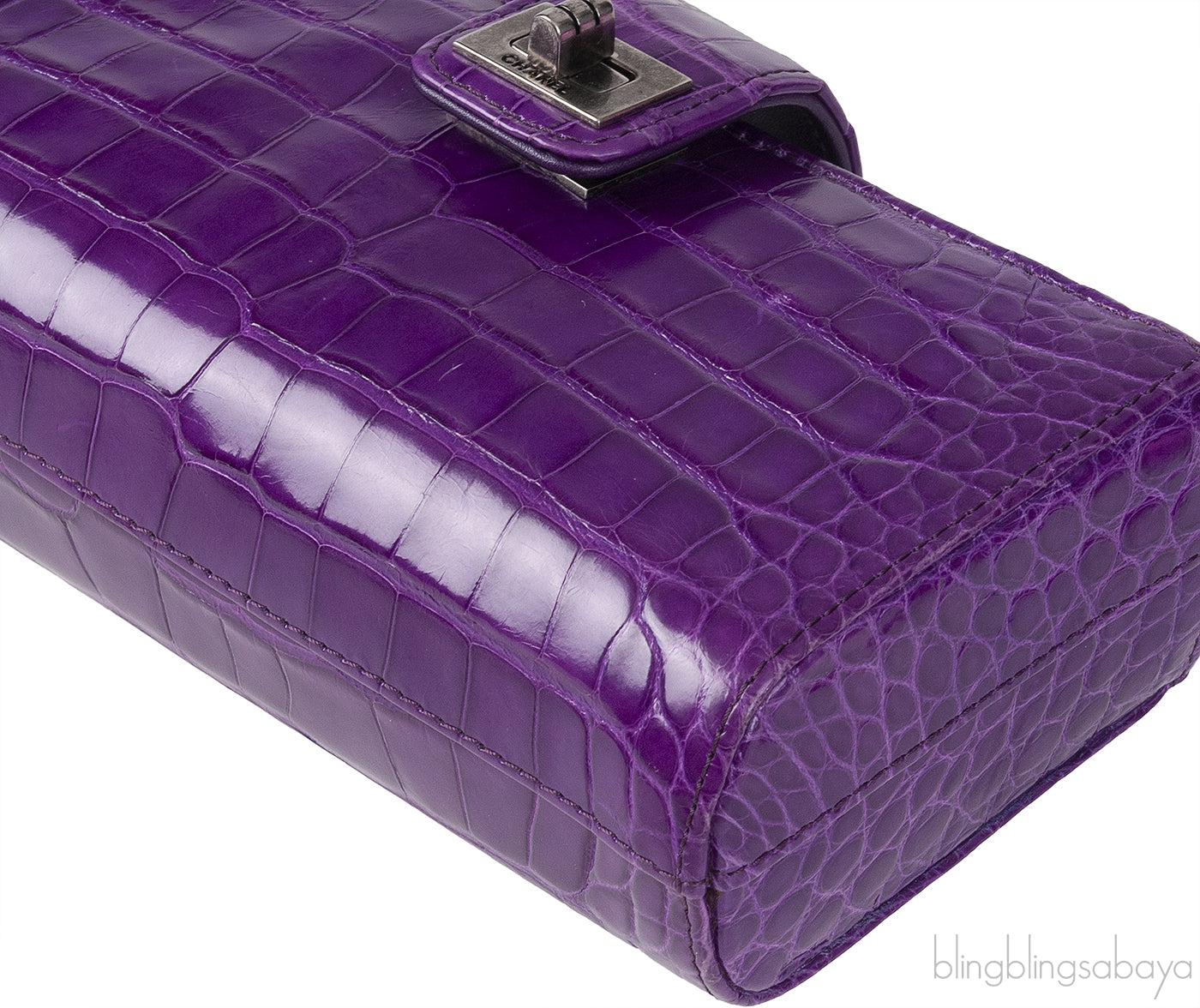 Chanel Purple Crocodile Phone Chain Pouch