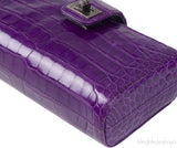 Chanel Purple Crocodile Phone Chain Pouch
