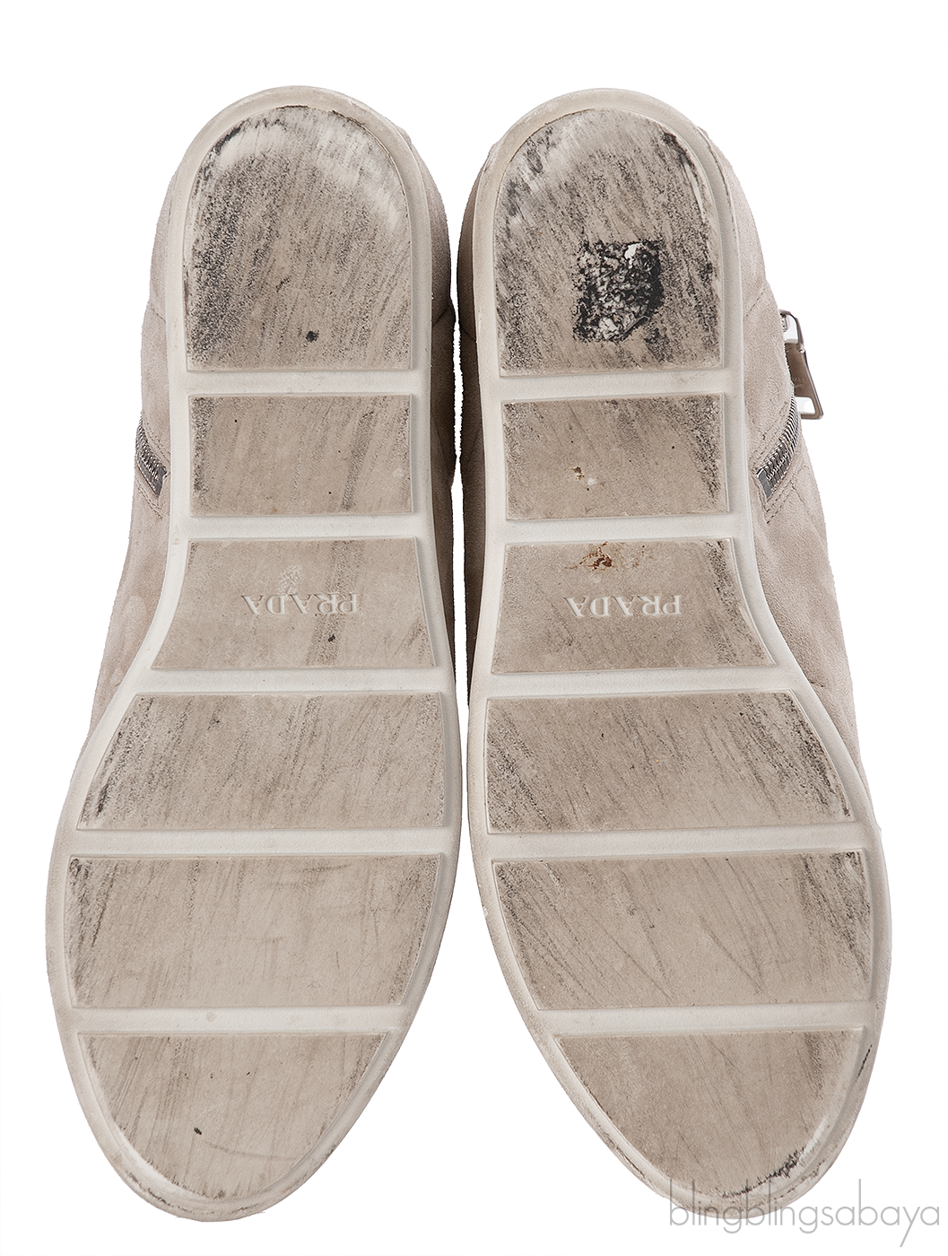 Prada Grey Suede Wedge Sneakers
