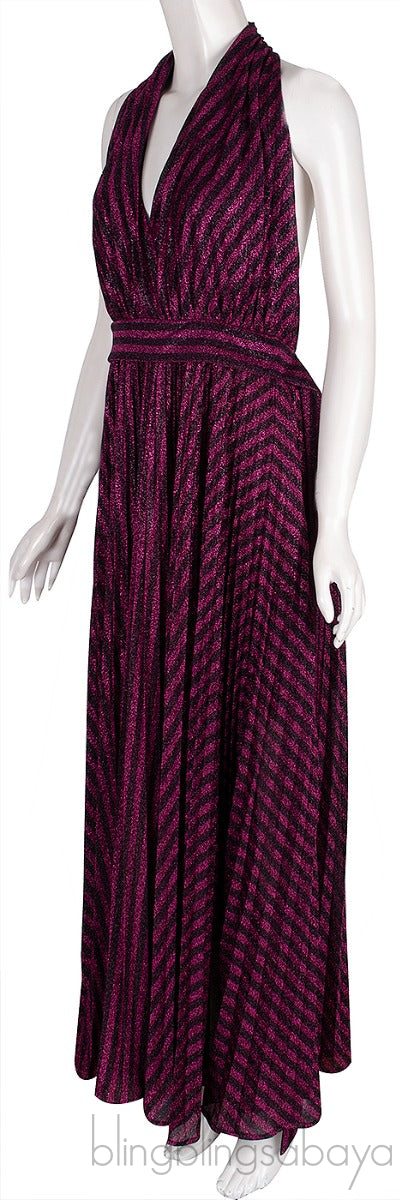 Fuchsia Stripes Halter Dress