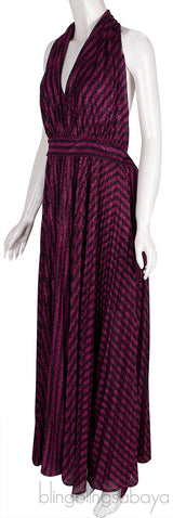 Fuchsia Stripes Halter Dress