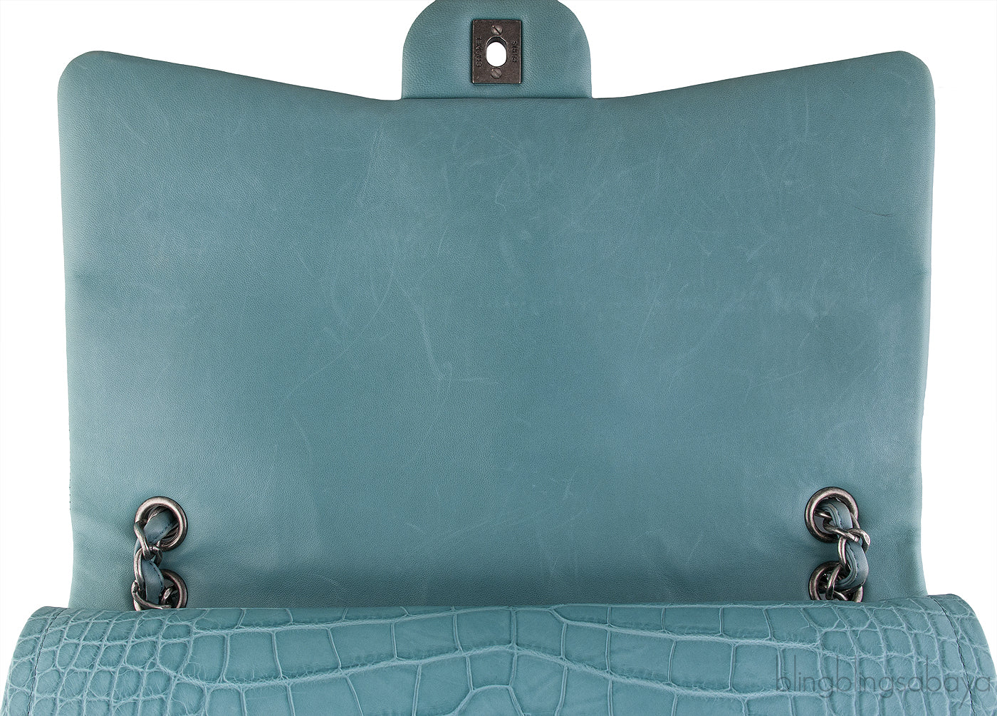 Turquoise Maxi Crocodile Flap Bag