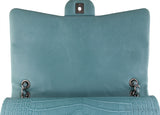 Turquoise Maxi Crocodile Flap Bag