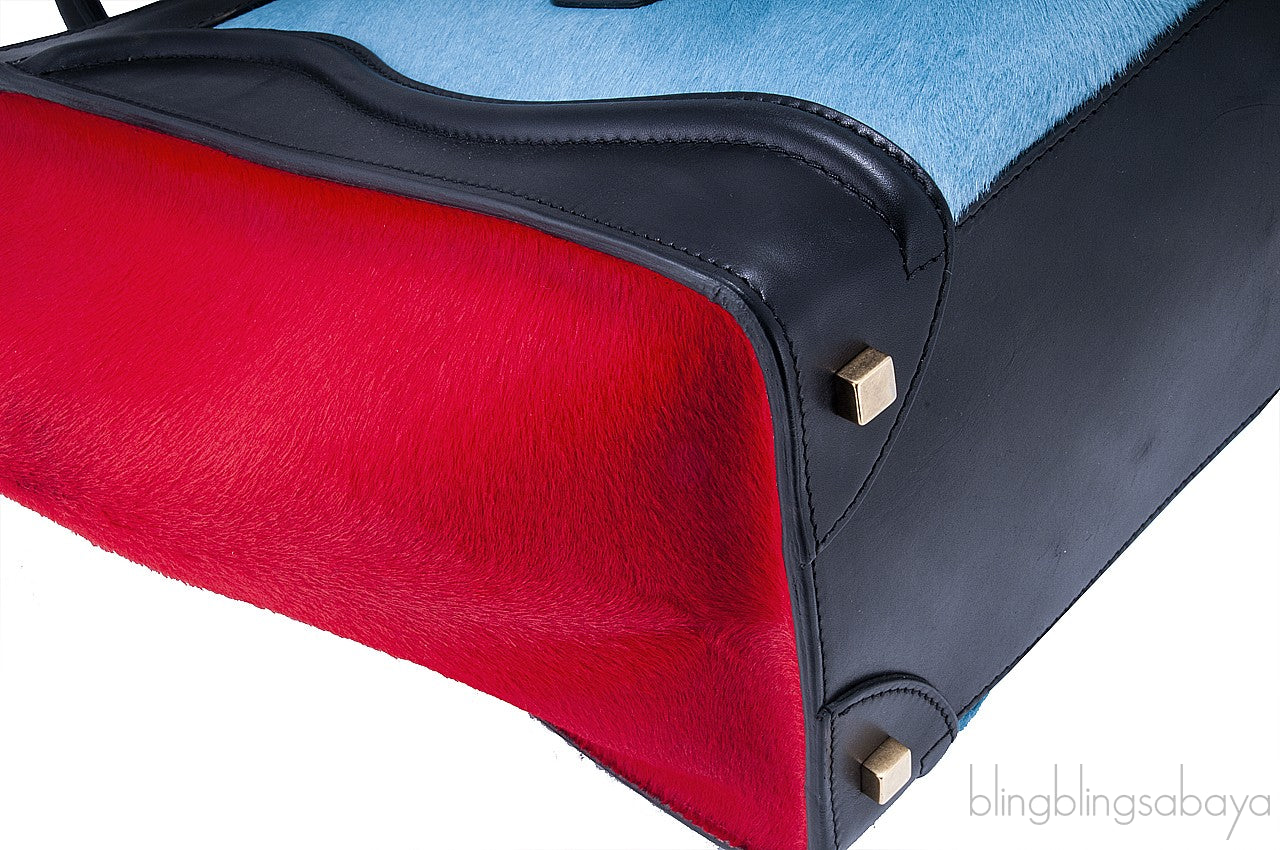 Tricolor Teal & Red Mini Luggage