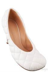 Bottega Veneta White Padded Block Square Toe Quilted Heels