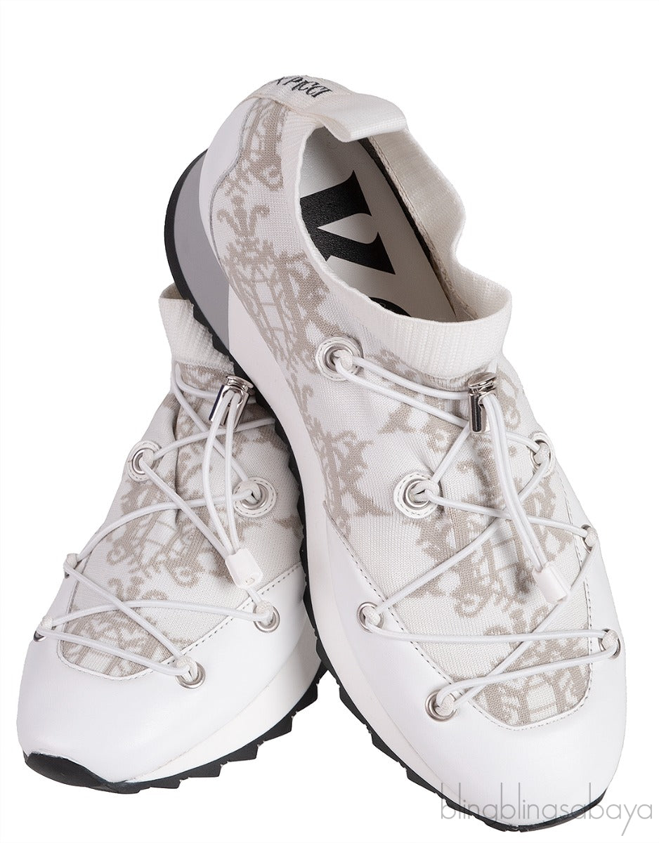 x KOCHE Printed White Knitted Sneakers