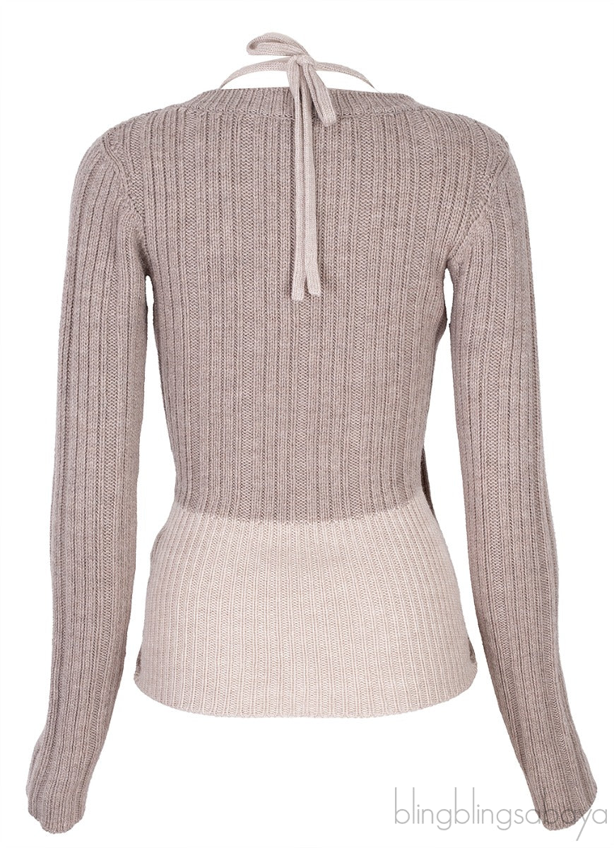 Grey \'La Double Maille\' V-Neck Sweater