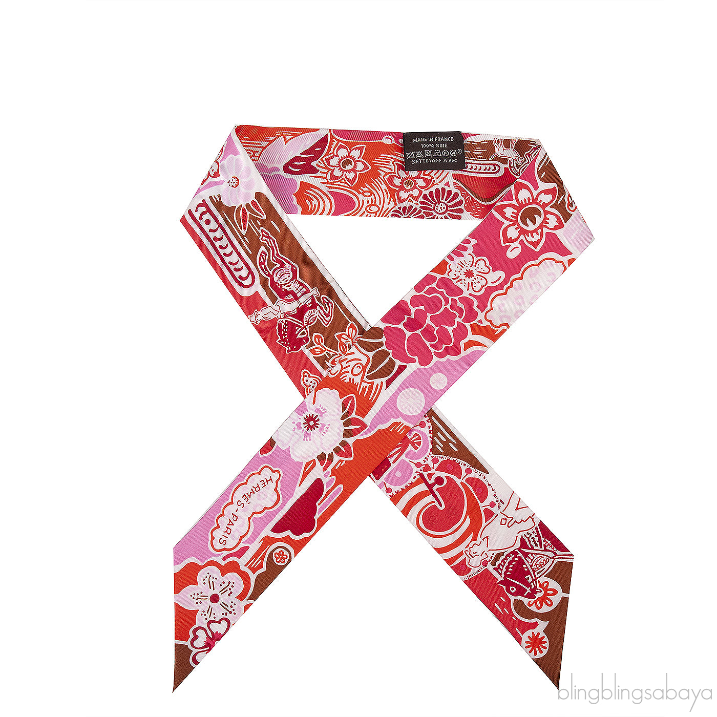 Fuchsia \"Bingata\" Silk Twilly